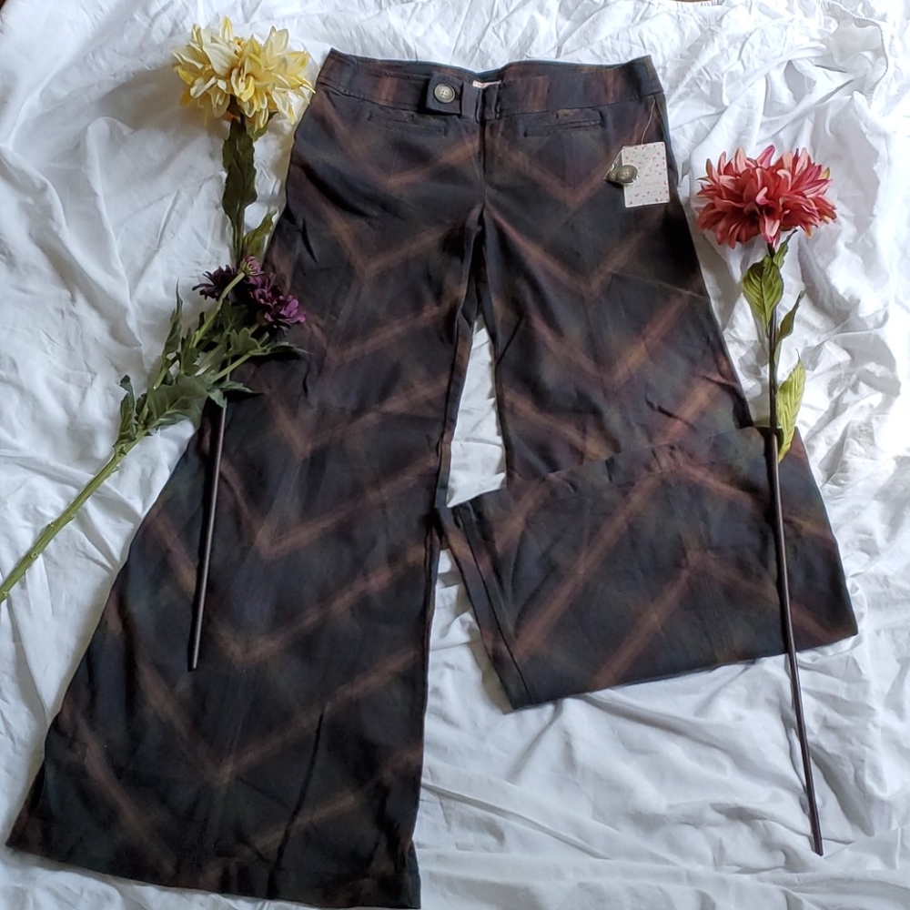 Free People wide leg plaid pants NWT!